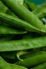 Juicy green peas close up macro texture