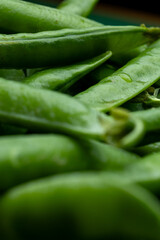 Juicy green peas close up macro texture