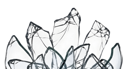 Shattered glass flower 3d rendered isolated on white background