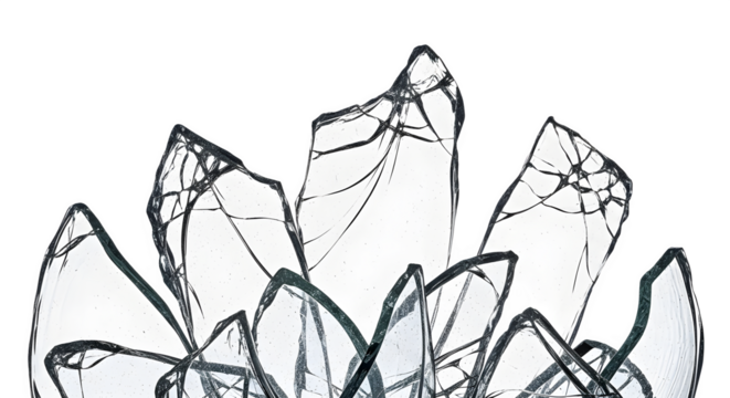 Shattered glass flower 3d rendered isolated on white background