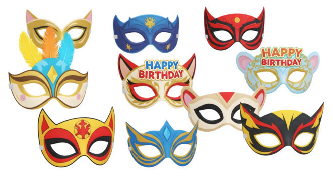 Colorful Animal Party Masks isolated on white background
