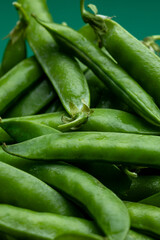 Juicy green peas close up macro texture