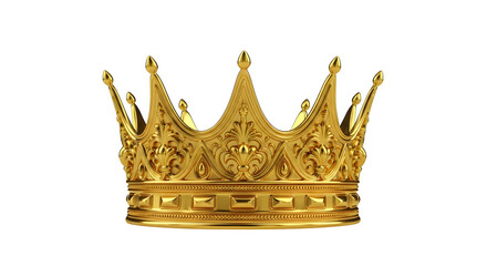 Golden royal crown 3d rendered isolated on white background