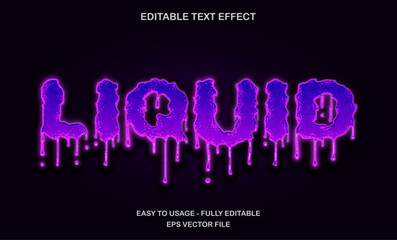 Purple glowing liquid text effect with neon dripping style editable for sci-fi and horror
