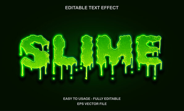 Neon green slime dripping text effect for scary horror halloween design editable vector