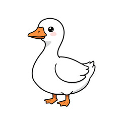 Obraz premium Cute cartoon baby duck standing with a cheerful expression, isolated on a transparent background