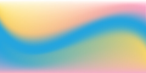 Abstract clear blue sky. Pastel rainbow. Light blue, pink and yellow color vector banner. Pastel gradient sky pattern. Blurred light fuzz colorful gradient background. Vector soft horizontal backdrop