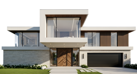 Modern luxury home exterior 3d rendered  isolated on white background