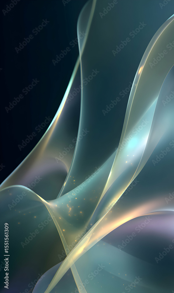 Poster Elegant flowing forms create a mesmerizing dance of light and color abstract art design background render