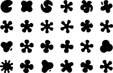 Brutalist abstract geometric shapes and grids vector silhouette illustration set