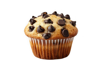 Delicious chocolate chip muffin bakery treat dessert food photography yummy baked goodness isolated on transparent background