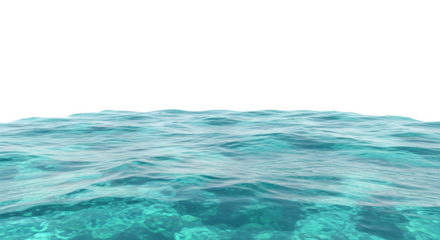 Turquoise ocean water, 3d rendered on white background
