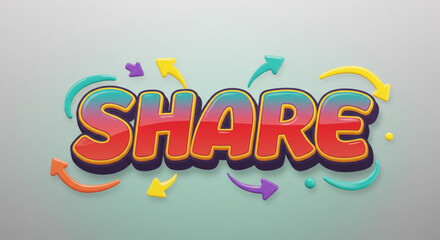 Colorful 3D Share Text Effect  Downloadable Graphic Design Element