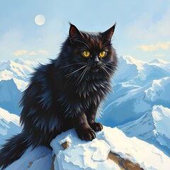 Black at on a snowy mountain 