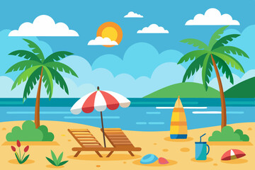 Tropical Summer Beach Vector Scene Pack