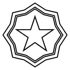 Fototapeta premium Minimal Star Emblem Line Art 