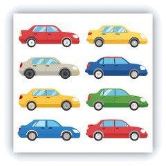 Transporttation vehicles automobile traffic of trasport car van truck black siluete side view pictograms icons set colletions vector flat design white background