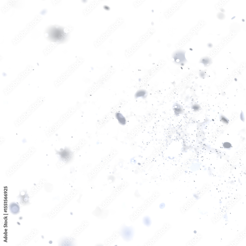 Poster High-resolution image of silver particles floating on a white background. Perfect for digital design, backgrounds, and textures.