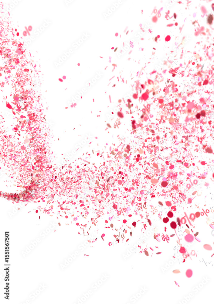 Poster abstract pink confetti with percentage symbols, ideal for sales and discounts. high-resolution backg