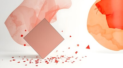 Abstract Geometric Composition with Red Elements