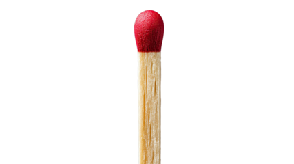 Matchstick Macro: A close-up view of a solitary matchstick, its head vividly red against the natural wooden shaft, ready to ignite.