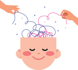 Smiling face with mental health, good health care. Psychotherapy concept. 