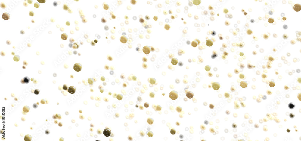 Poster Beautiful abstract background with floating golden and beige bubbles. Perfect for elegant designs.