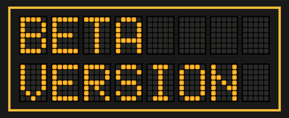 Orange color led banner in word beta version on black background
