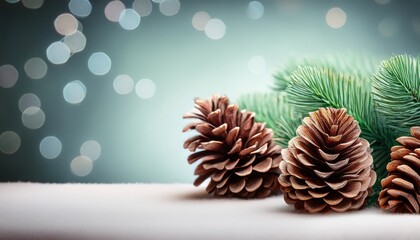 christmas background with pine cones