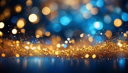 a stunning abstract background featuring a blend of shimmering blue and golden bokeh lights perfect for festive or celebratory themes