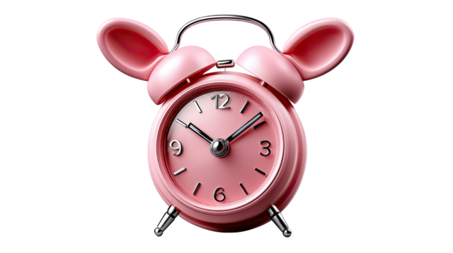 Pink Bunny Alarm Clock: A whimsical pink alarm clock with bunny ears adds a touch of playful charm to any setting.