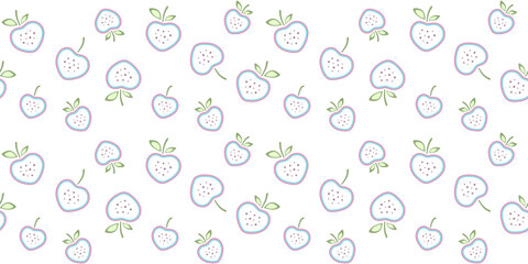 Cute berries or fruits with leaves on a white background. Endless texture with abstract fruit-berry ornament. Vector seamless pattern for wrapping paper, giftwrap, scrapbooking, surface texture, print