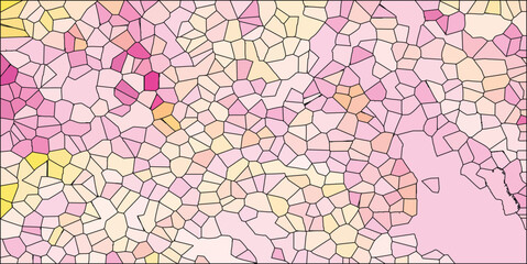 Abstract mosaic background featuring organic shapes and a pastel color palette in various shades of pink and yellow offering a stylish design.