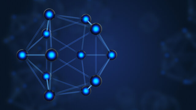 Abstract Spherical Molecular Structure with Glowing Spheres