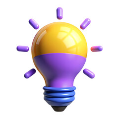 A vibrant 3d render of a creative light bulb idea against a black background