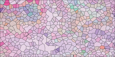 Abstract mosaic pattern of pastel colors with irregular geometric shapes creating a unique artistic design for backgrounds and textures