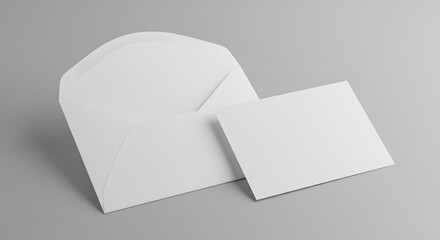 Blank White Envelope and Letter Template Mockup