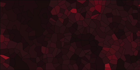 Burgundy stained glass pattern with black outlines and various shades of red displaying unique mosaic shapes