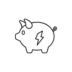 Iconic Piggy Bank with a Lightning Bolt Symbolizing Energy Savings and Smart Financial Choices for a Sustainable Future
