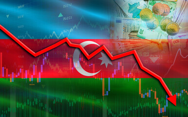 Azerbaijan financial fall on economy market. Azerbaijan financial crisis on economic graph