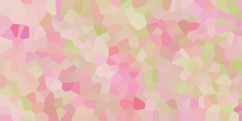 Pastel mosaic design featuring a repeating pattern suggesting a symbol with a pink and soft green color palette