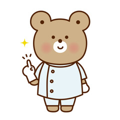 指差ししたかわいいくまの歯医者さんイラスト素材