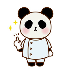 指差ししたかわいいパンダの歯医者さんイラスト素材