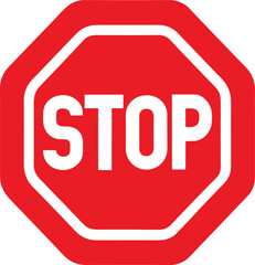 Stop sign red  color in vector illustration on transparent background.
