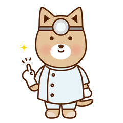 指差ししたかわいい犬の歯医者さんイラスト素材