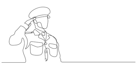 military soldier saluting ceremony honor uniform one line drawing continuous handdrawn minimalism