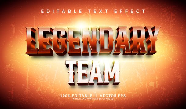 legendary team 3d vector text effect with modern style design