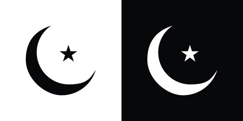 Star and crescent icon vector, Symbol, logo illustrations