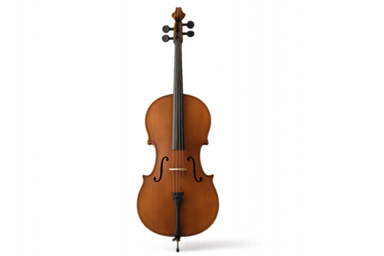 Wooden cello isolated on transparent background