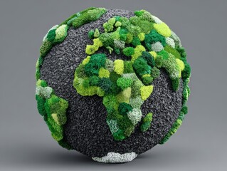The green forest surrounding the earth globe plays a crucial role in advancing environmental conservation